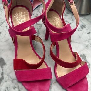 Vince Camuto Fuchsia and Red Strappy Heels